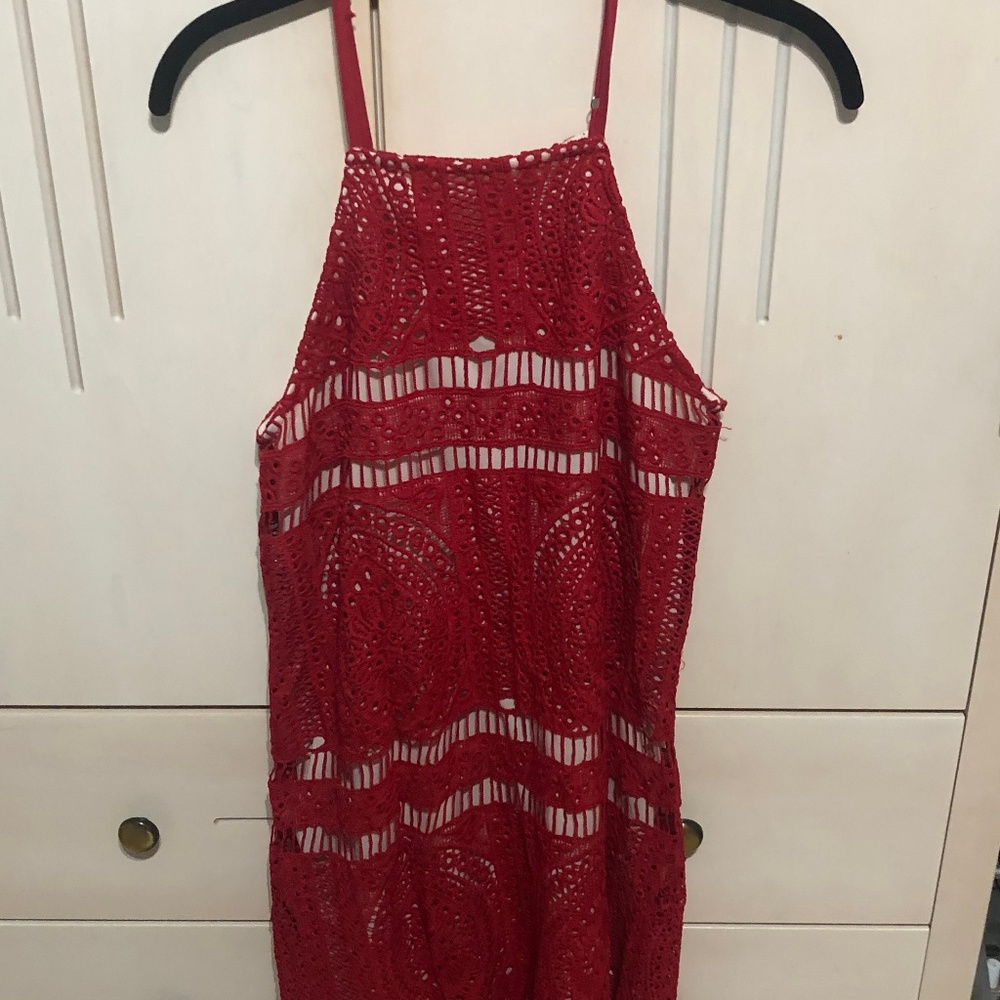 Red Laced Crochet Dress